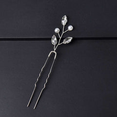 The 6 PCS Exquisite Faux Pear U Shaped Hair Clips are elegant crystal hair accessories
