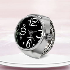 Unisex Silver Plated Adjustable Quartz Clock Finger Ring  For Timeless Style