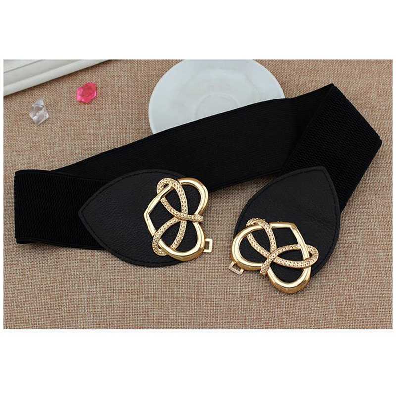 Heart Buckle Elastic Waist Belt  Flexible Fit Versatile Accessory for Women