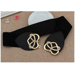 Heart Buckle Elastic Waist Belt  Flexible Fit Versatile Accessory for Women