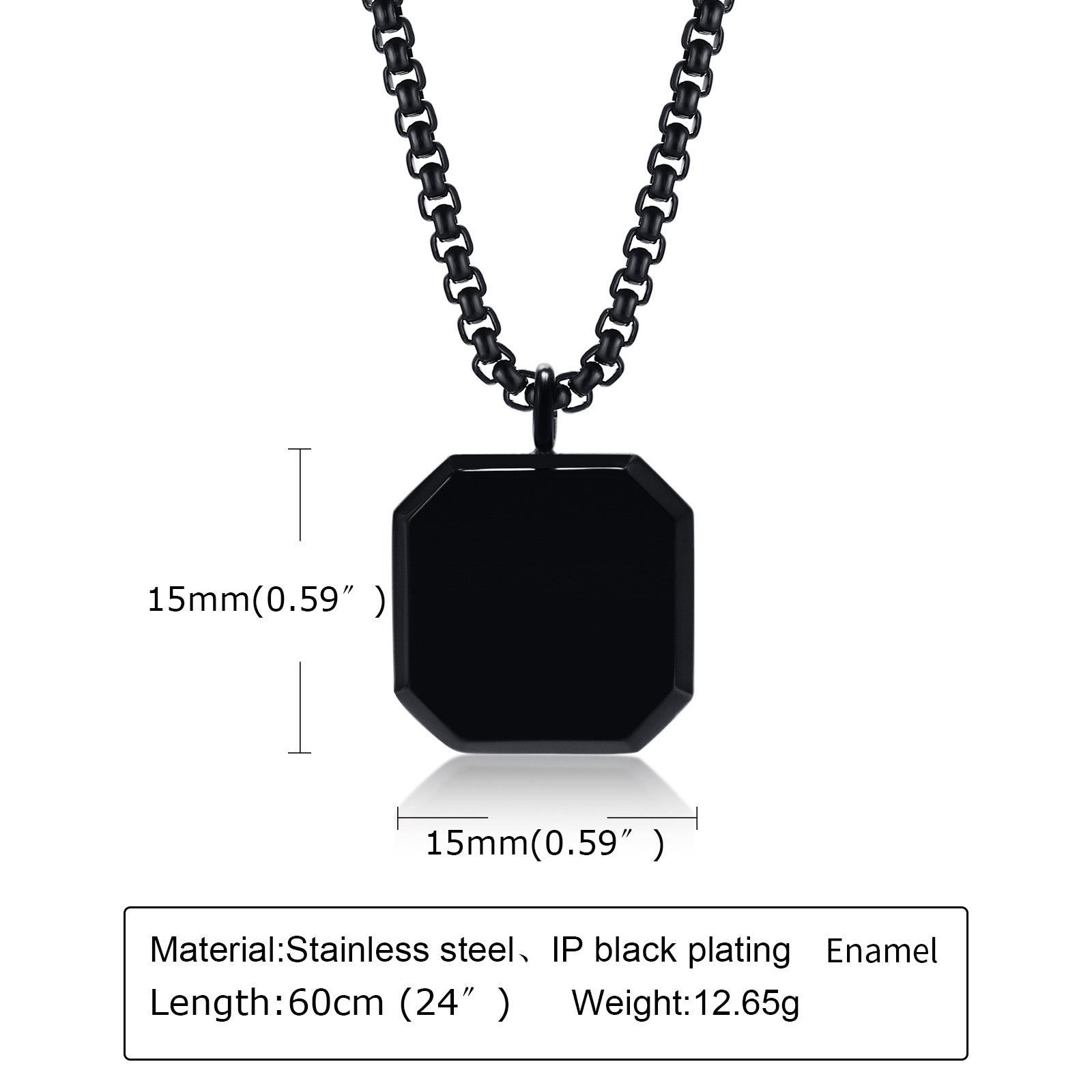 Men's Gold Plated Emerald Cut Onyx Pendant With Rope Chain