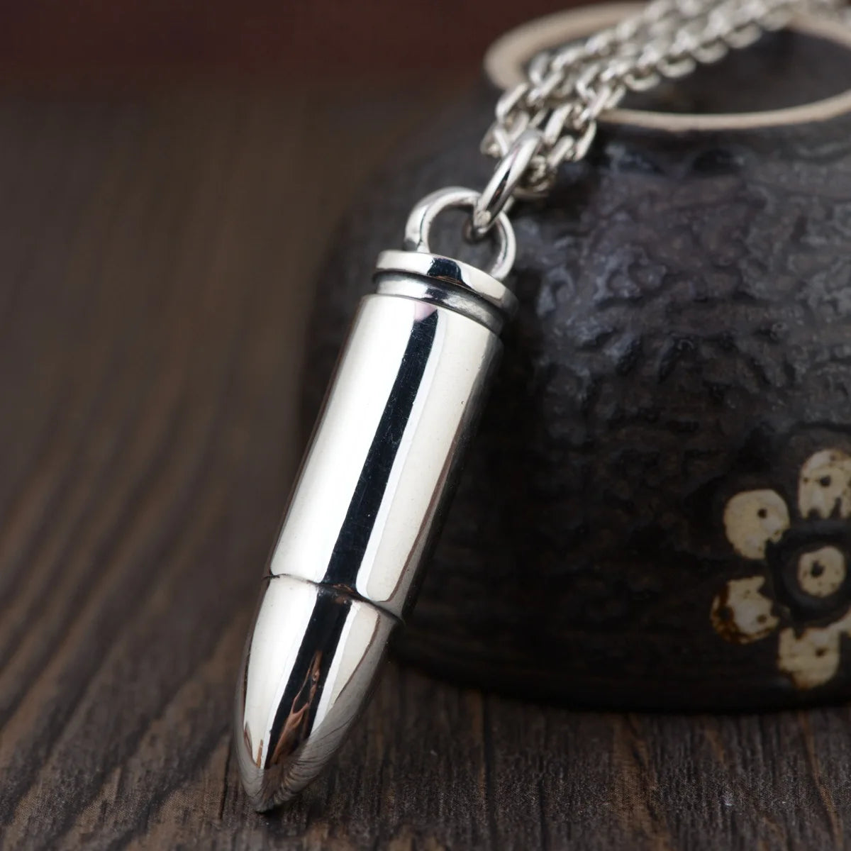 Sterling Silver Bullet Style Pendant Silver & Gawu Box Key Chain