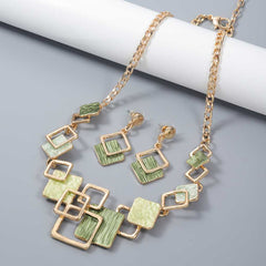 Boho Style Jewelry Set Trendy Geometric Design Earrings and Necklace