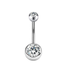 Women's Silver Plated Belly Button Ring With Cubic Zirconia