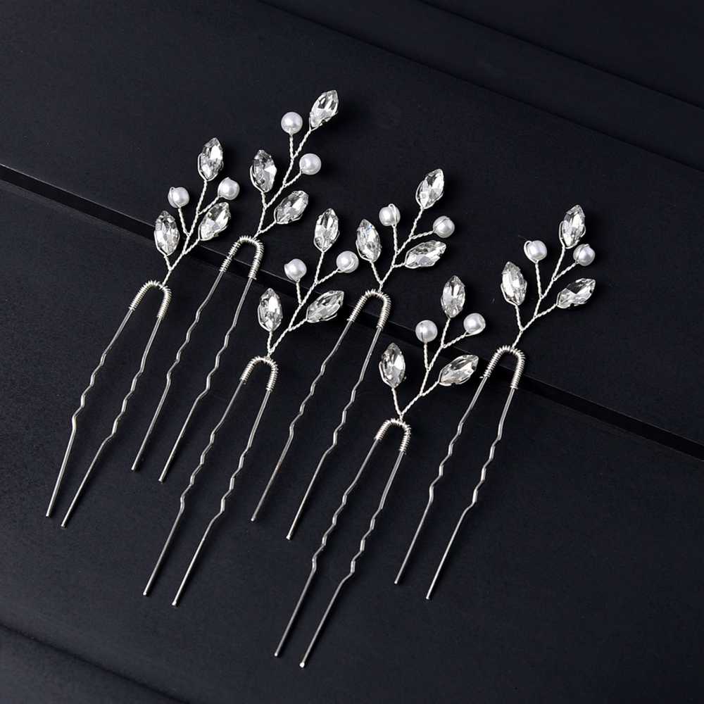The 6 PCS Exquisite Faux Pear U Shaped Hair Clips are elegant crystal hair accessories