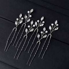 The 6 PCS Exquisite Faux Pear U Shaped Hair Clips are elegant crystal hair accessories