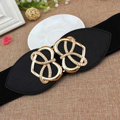 Heart Buckle Elastic Waist Belt  Flexible Fit Versatile Accessory for Women