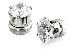 Unisex Zirconia Magnetic Non Piercing Stud and Hoop Earrings