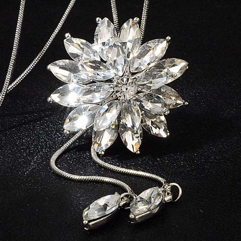 Silver Plated Multilayer Floral Pendant Necklace For Women