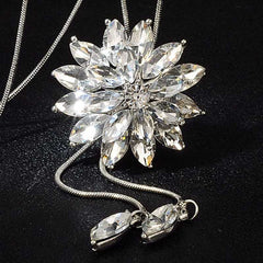 Silver Plated Multilayer Floral Pendant Necklace For Women