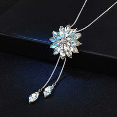 Silver Plated Multilayer Floral Pendant Necklace For Women