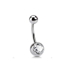 Women's Silver Plated Belly Button Ring With Cubic Zirconia