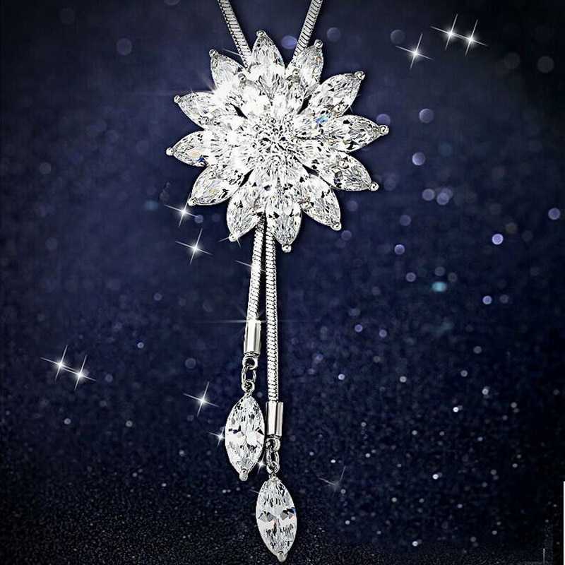 Silver Plated Multilayer Floral Pendant Necklace For Women