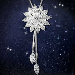 Silver Plated Multilayer Floral Pendant Necklace For Women