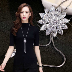 Silver Plated Multilayer Floral Pendant Necklace For Women