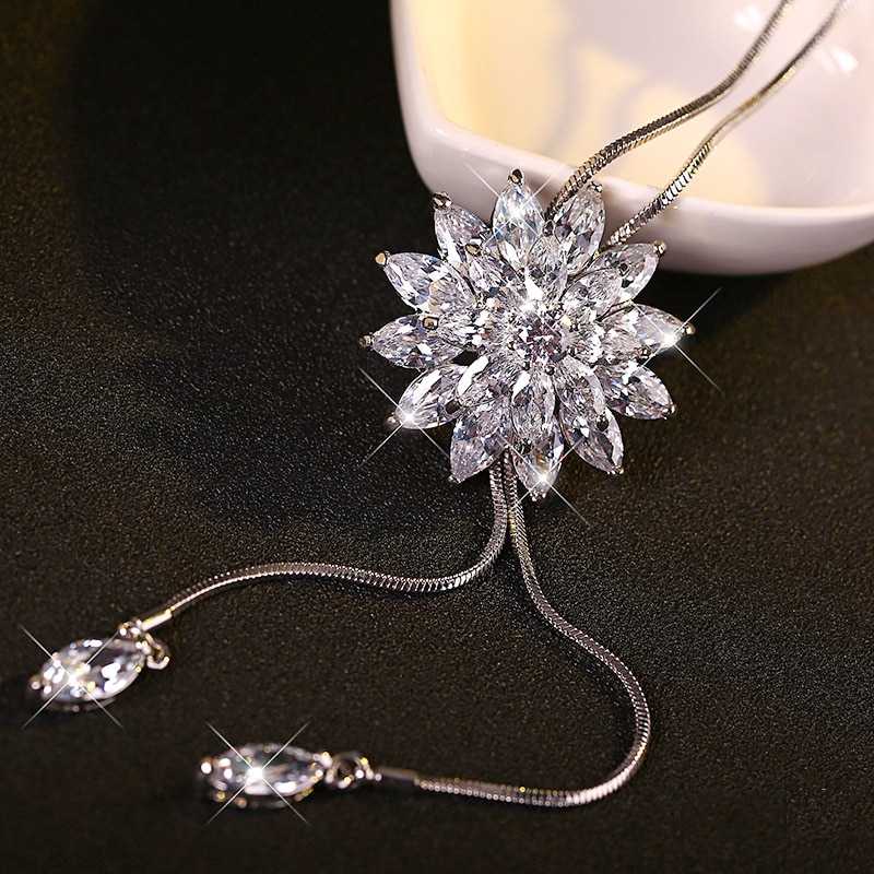Silver Plated Multilayer Floral Pendant Necklace For Women