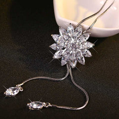 Silver Plated Multilayer Floral Pendant Necklace For Women