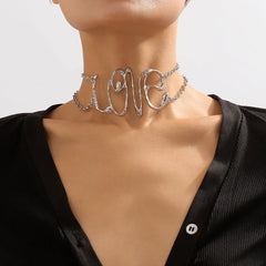 Retro Punk Big LOVE Choker Necklace for Women