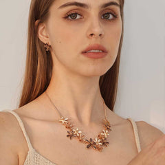 Chic French Vintage Inspired Enamel Floral Jewelry Set for Women