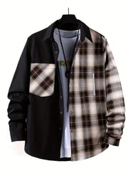 Men's Plaid Button Up Shirt with Chest Pocket