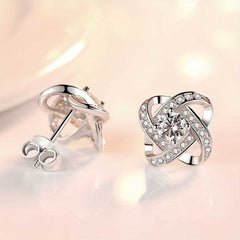 Women's Silver Plated Celtic Knot Stud With Cubic Zirconia