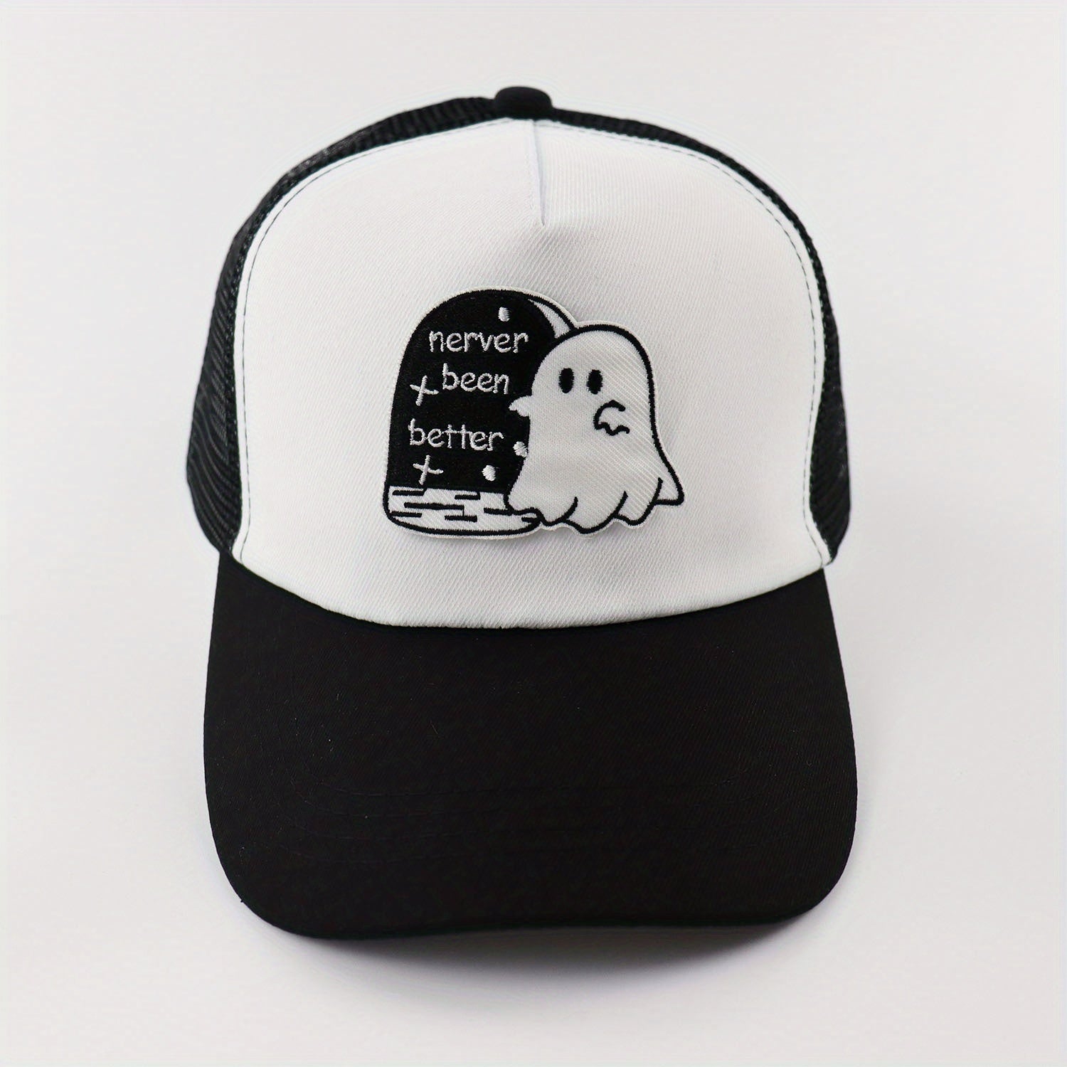 Skull Embroidery Baseball Cap Quick Drying Adjustable Snapback Mesh Back Hat