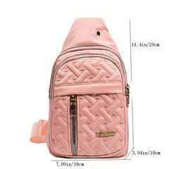 Heart Embroidery Nylon Chest Bag Sling Bag With Zipper