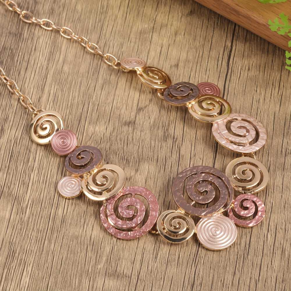 Vintage Luxury Adjustable Enamel Geometric Necklace & Earrings Set Women's Fashion Jewelry
