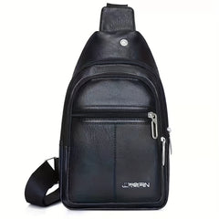 Men's Leather Crossbody Bag Chest Bag Large Capacity Satchel
