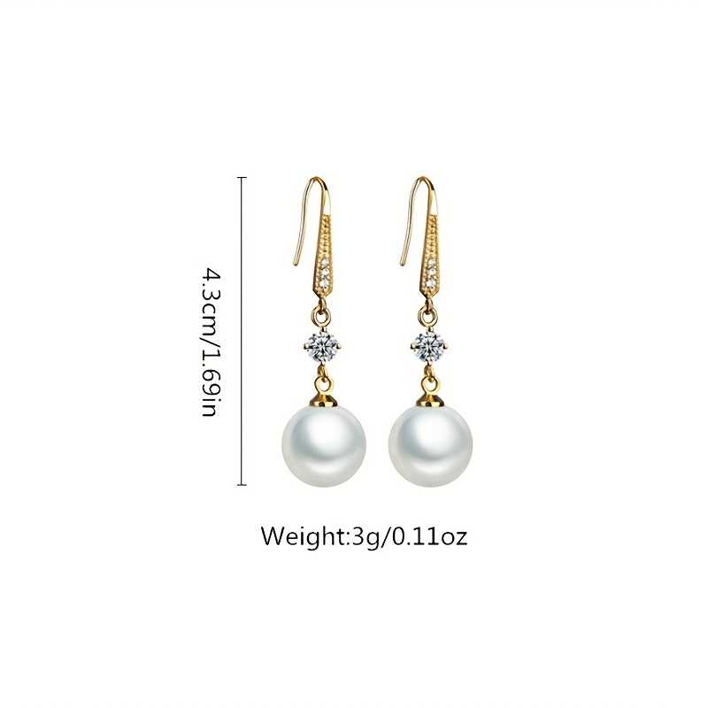 Luxurious White Faux Pearl Drop Dangle Earrings Statement Jewelry for Women.