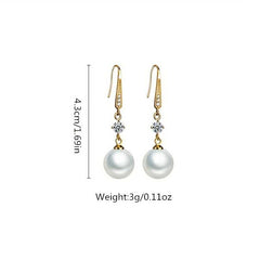 Luxurious White Faux Pearl Drop Dangle Earrings Statement Jewelry for Women.
