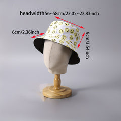 Spring Fisherman Hat Print Happy Face Thin Breathable Small Brim Basin Hat