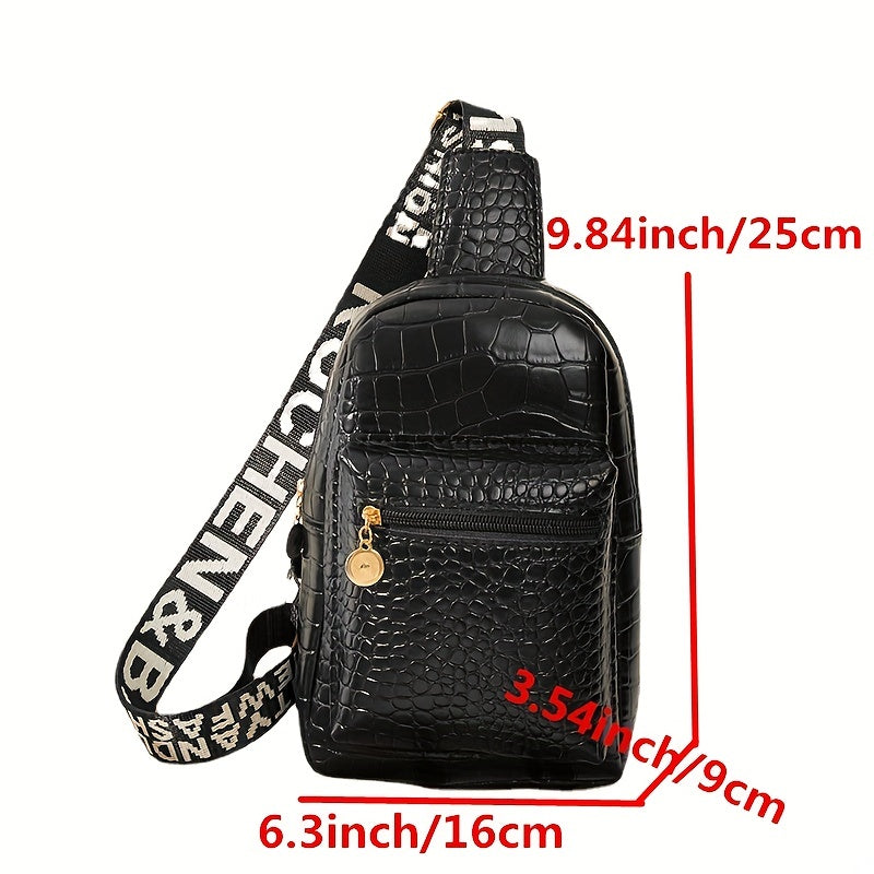 Geometric Graphic Sling Bag Shoulder Chest Bag Wide Strap