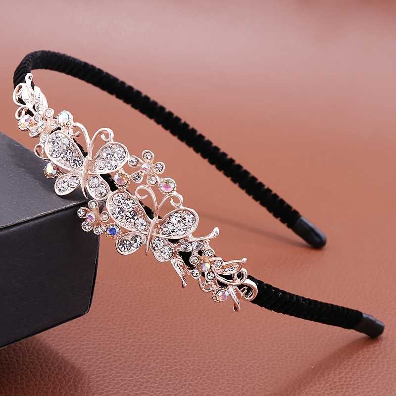 1pc Exquisite Floral And Butterfly Rhinestone Hairband For Women
