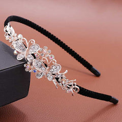 1pc Exquisite Floral And Butterfly Rhinestone Hairband For Women