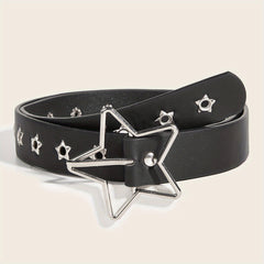 Punk Rivet Studded PU Belt Black Trendy Waistband for Y2K Jeans Women
