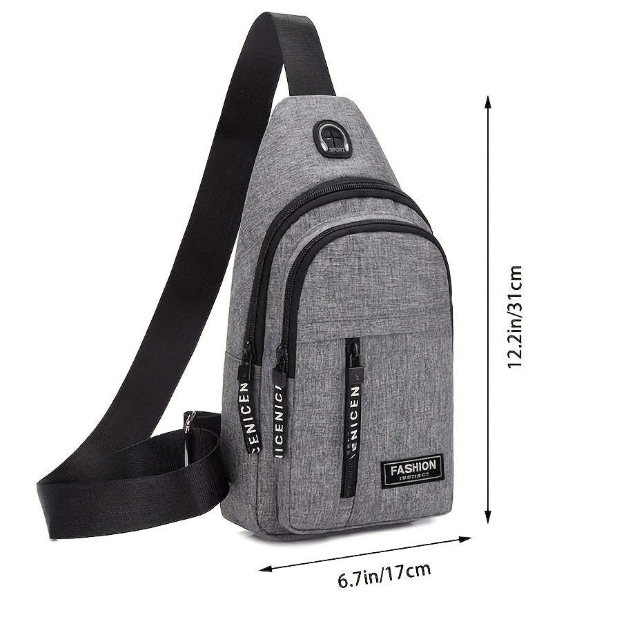 Men's Portable Travel Nylon Chest Bag Casual Sports Shoulder Crossbody Bag