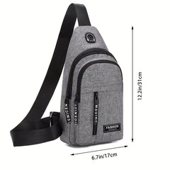 Men's Portable Travel Nylon Chest Bag Casual Sports Shoulder Crossbody Bag