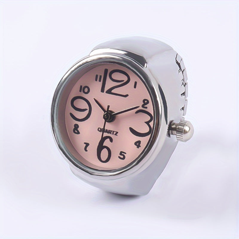 Unisex Silver Plated Adjustable Quartz Clock Finger Ring  For Timeless Style