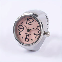 Unisex Silver Plated Adjustable Quartz Clock Finger Ring  For Timeless Style