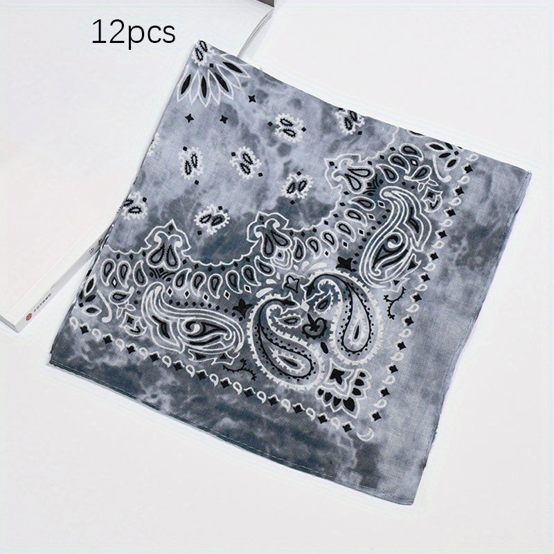 12pcs Tie Dye Double Cashew Flower Square Towel Multifunctional Headscarf