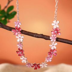 Elegant Floral Jewelry Set with Artificial Crystals Alloy Necklace and Earrings