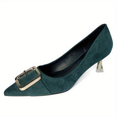 Women's Square Metal Mid Heel Pumps