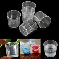 20pcs 30ml Clear Plastic Measuring Cups with Scales for Crafting