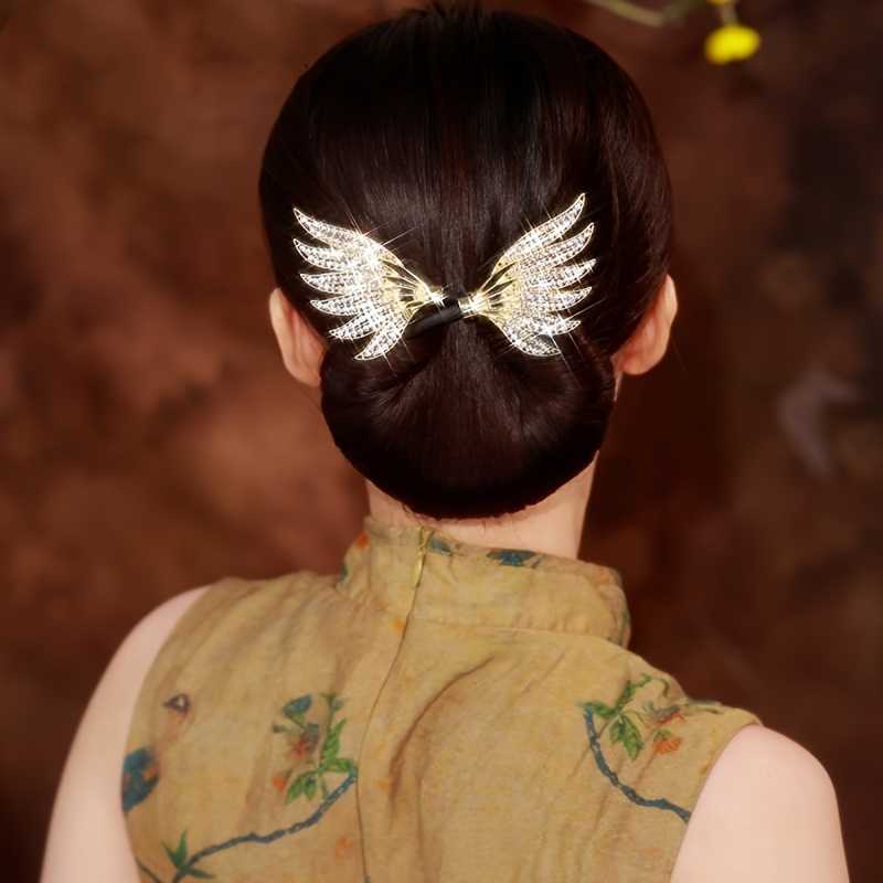 Vintage Bling Rhinestone Wing Hair Bun Maker An Elegant Twist Hair Clip