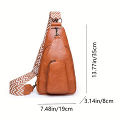 Geometric Strap Sling Bag PU Leather Chest Bag Crossbody Bag