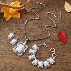 Dainty Boho Chic Silver Plated Gemstone Jewelry Set  For Women and Girls