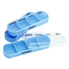 Weekly Pill Box Organizer with Transparent Compartments & Labels