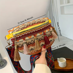Ethnic Style Waist Bag Women's Tassel Decor Chest Purse
