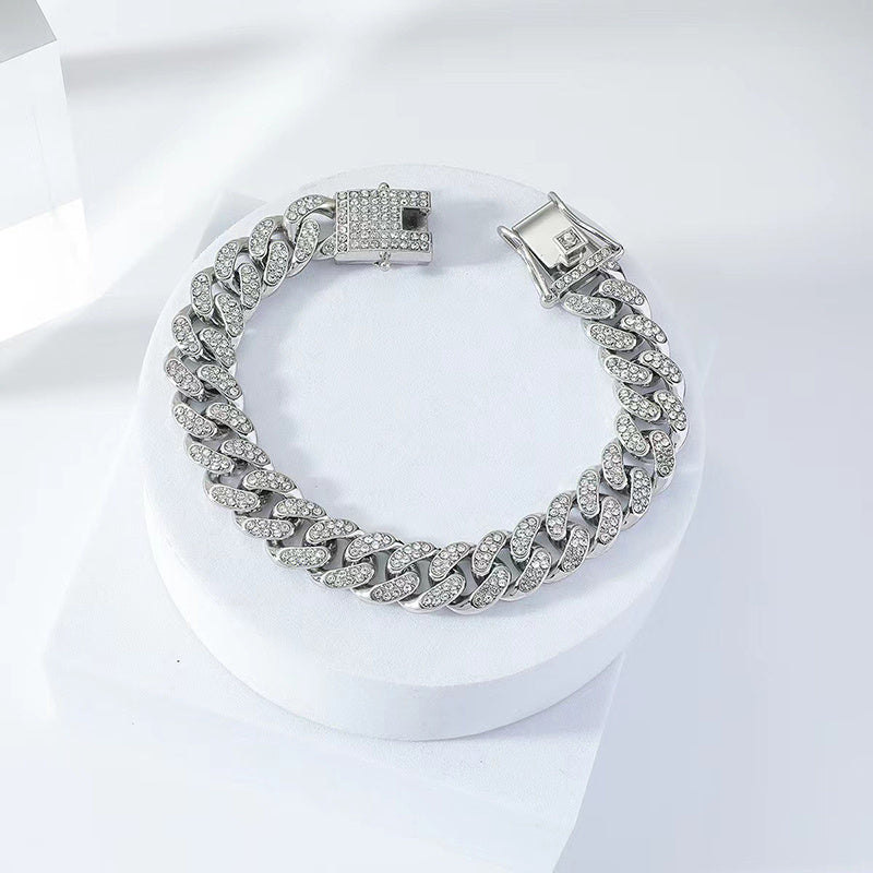 Unisex Silver And Gold Plated Zirconia Elegant Chain Bracelets